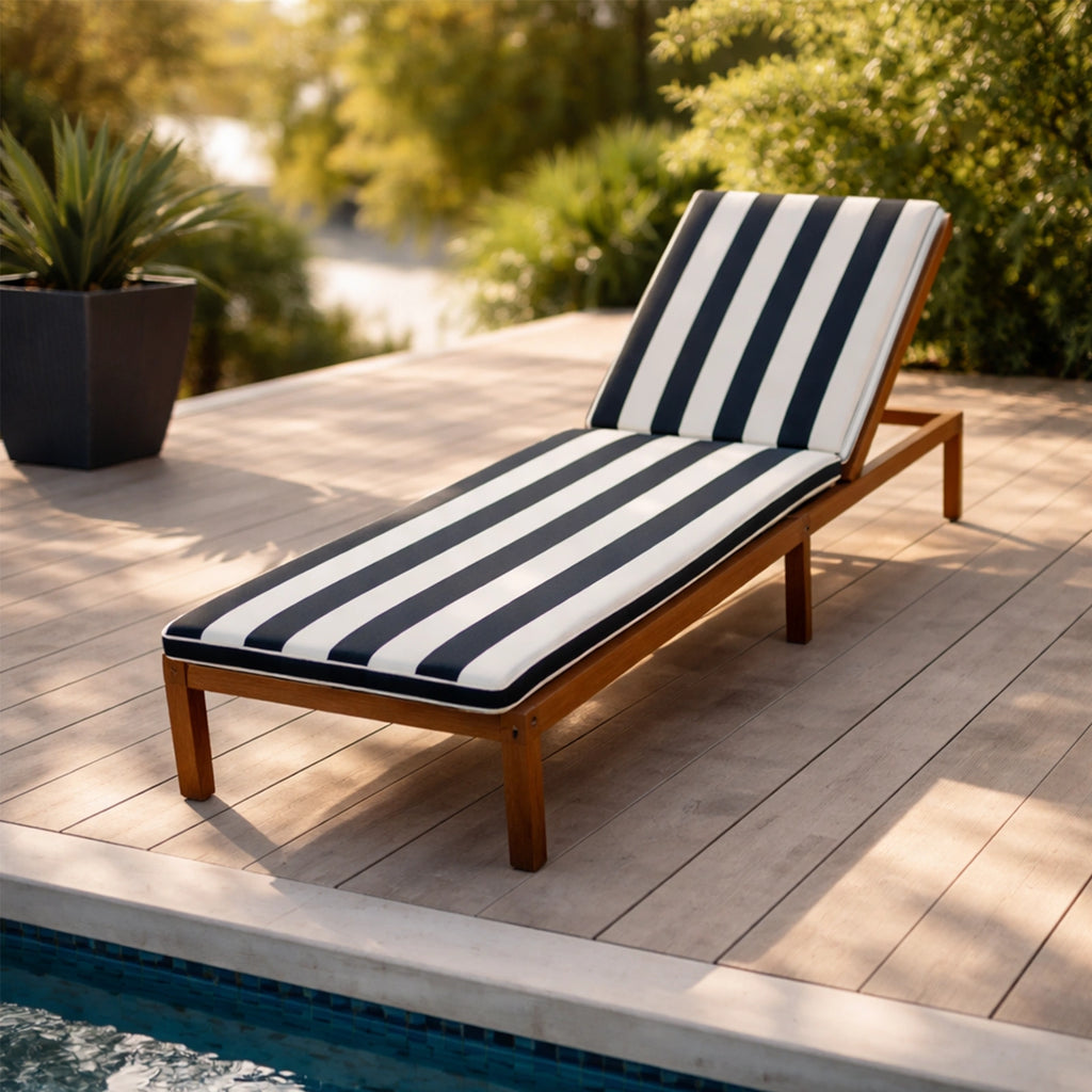 Mojo 53cm Black & White St Tropez Outdoor Sunlounge Cushion