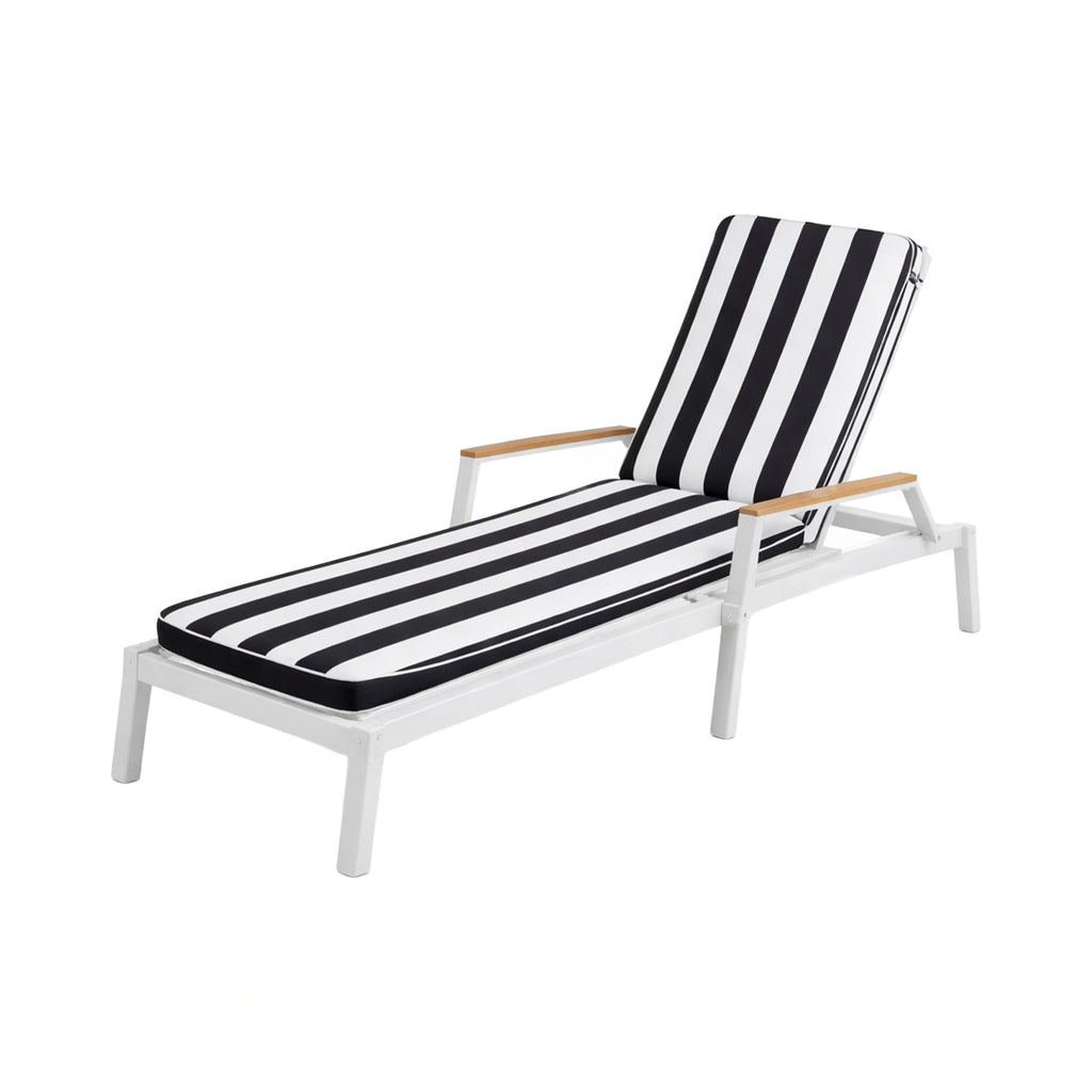 Mojo 53cm Black & White St Tropez Outdoor Sunlounge Cushion