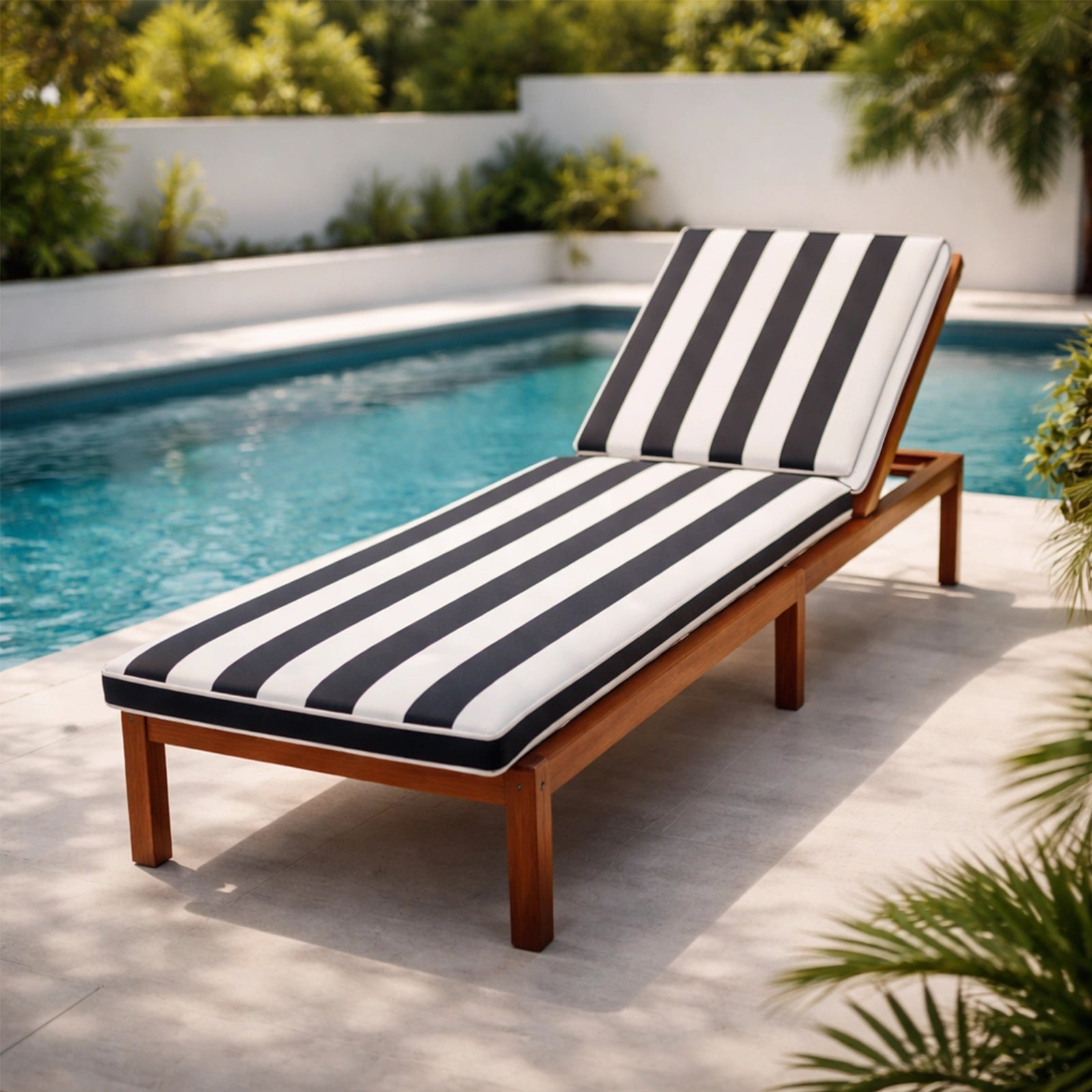 Mojo 53cm Black & White St Tropez Outdoor Sunlounge Cushion