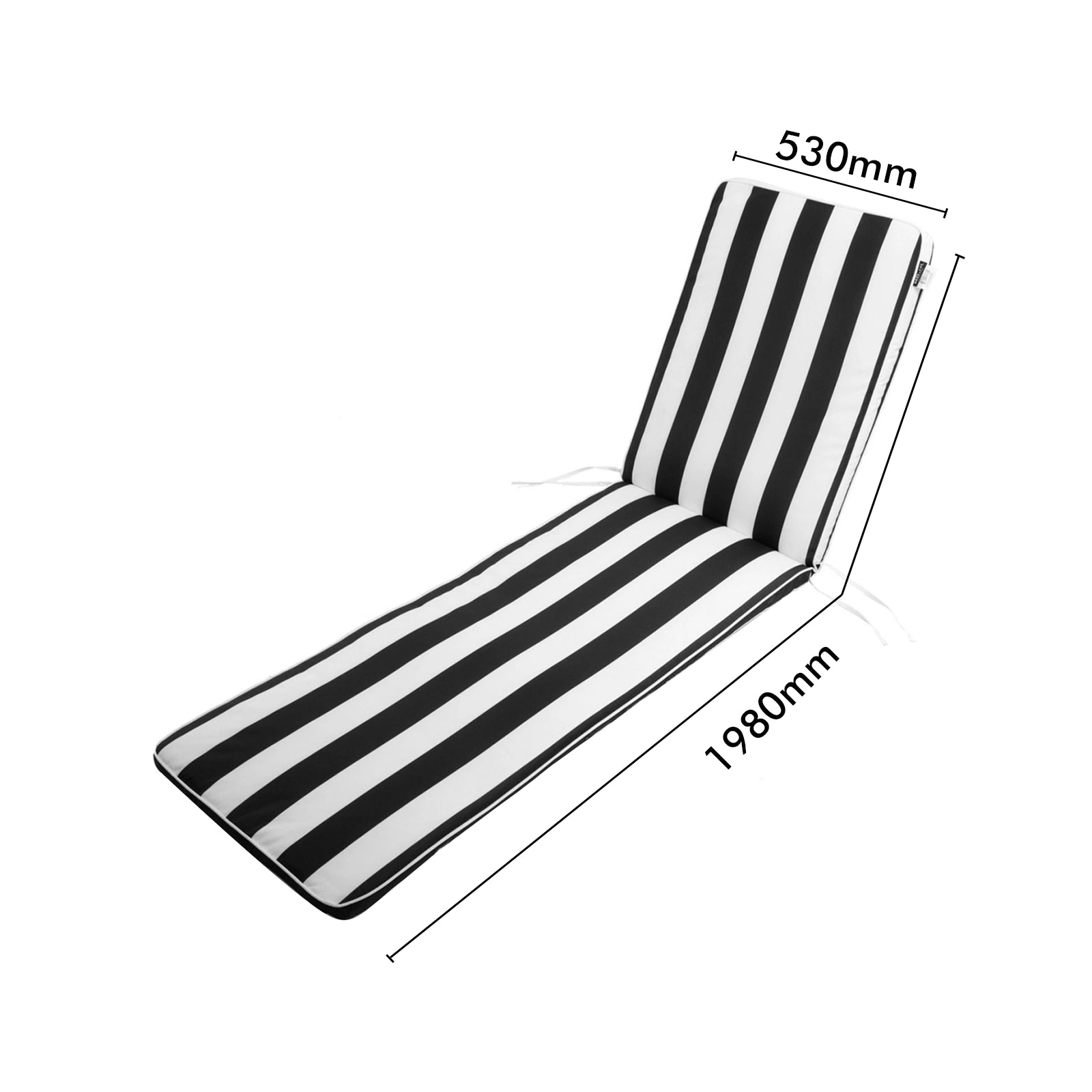 Mojo 53cm Black & White St Tropez Outdoor Sunlounge Cushion