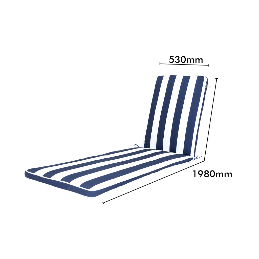 Mojo 53cm Navy & White Cabana Stripe Outdoor Sunlounge Cushion