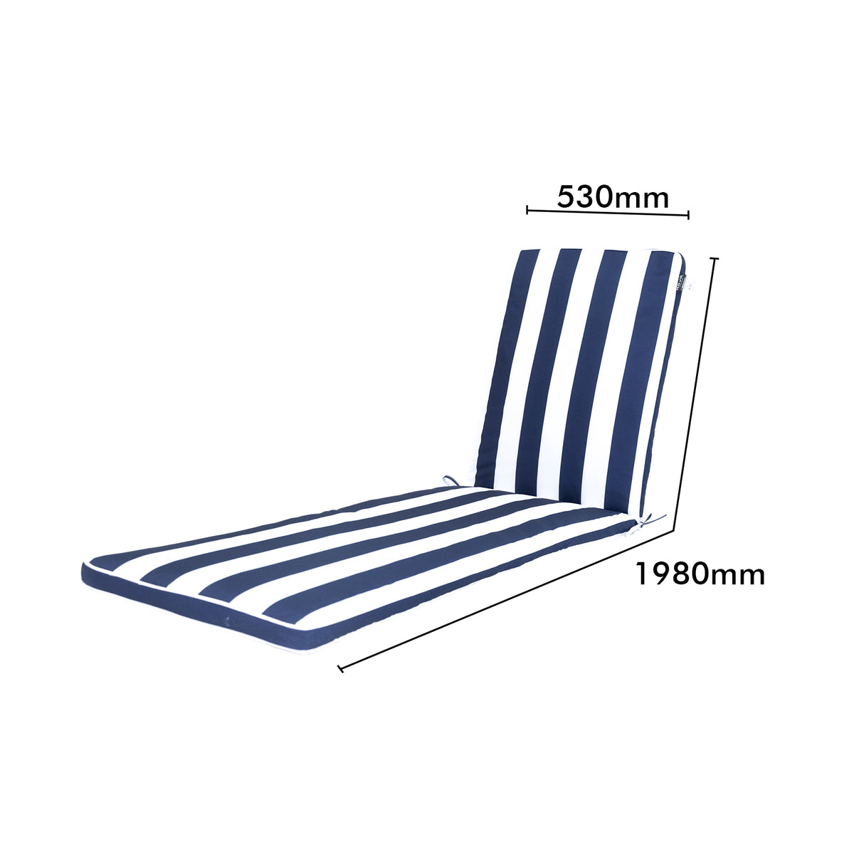 Mojo MJOC0407 Cabana Stripe Navy Outdoor Sunlounge Cushion – weather-resistant navy striped cushion for outdoor sun loungers