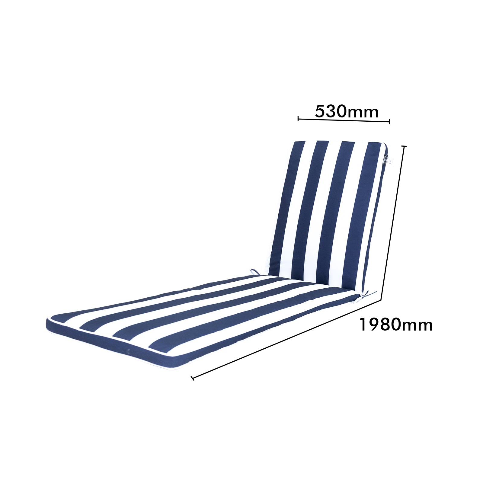 Mojo 53cm Navy & White Cabana Stripe Outdoor Sunlounge Cushion