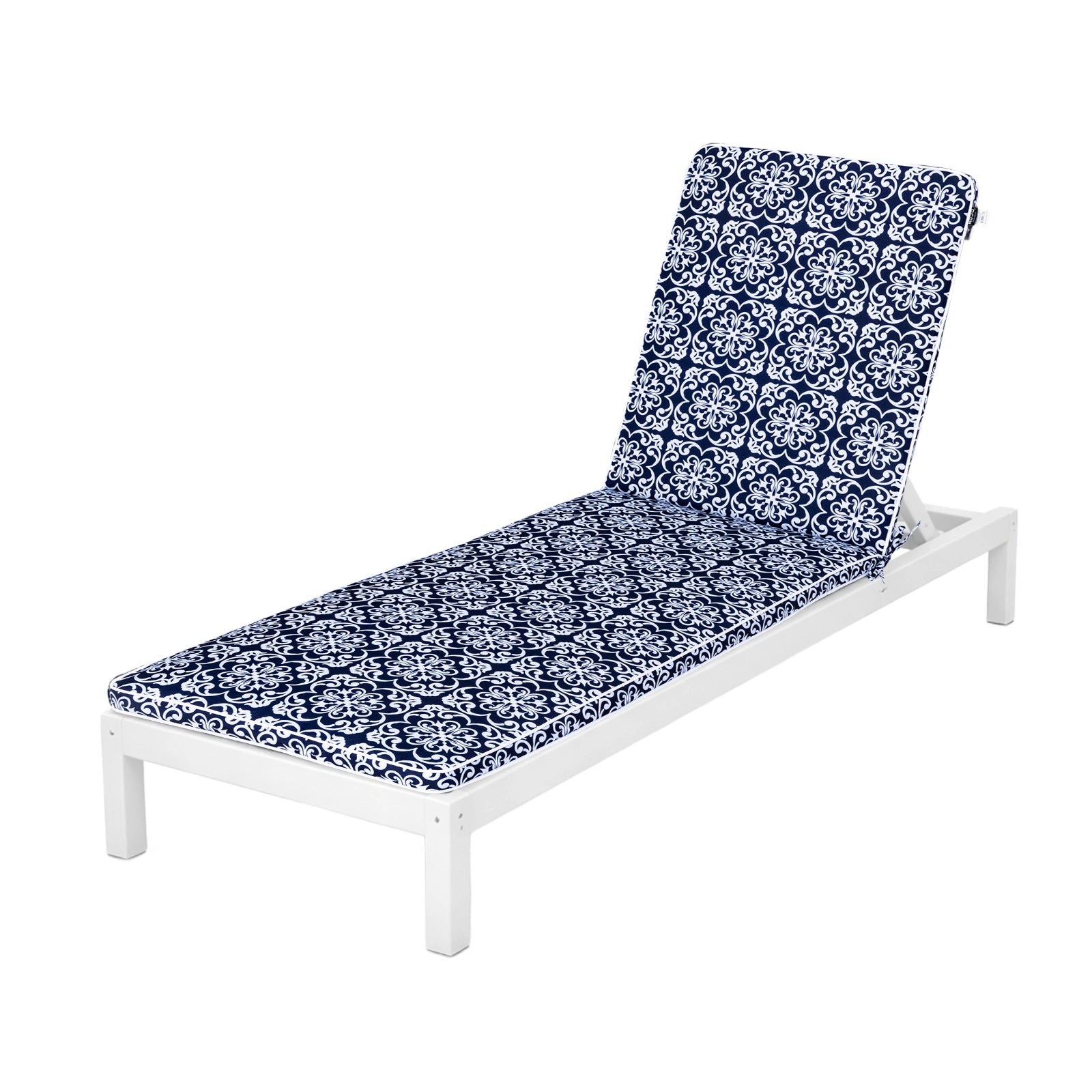 Mojo 53cm Navy & White Moroccan Outdoor Sunlounge Cushion