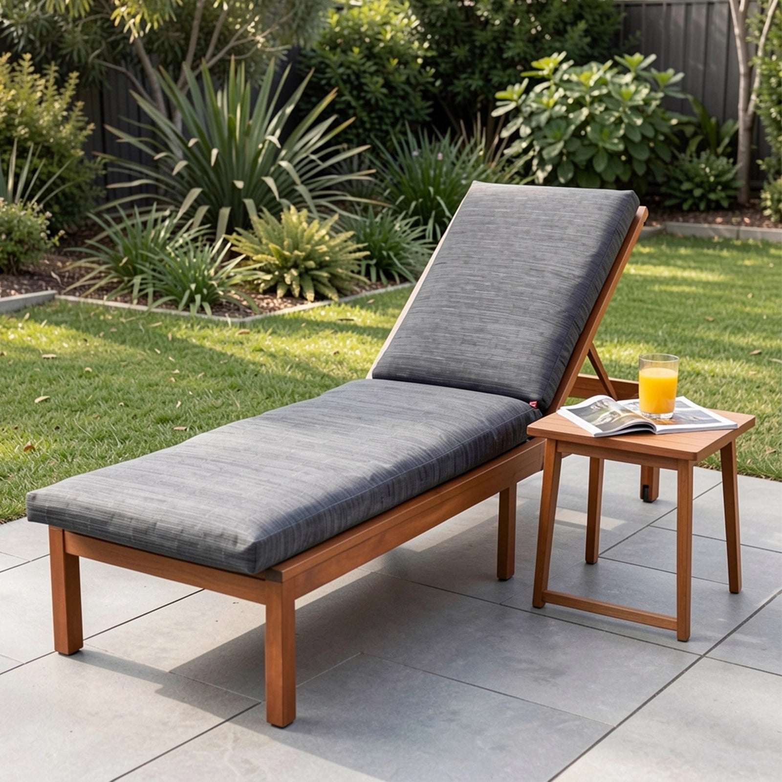 Mojo 53cm Charcoal Outdoor Sunlounge Cushion