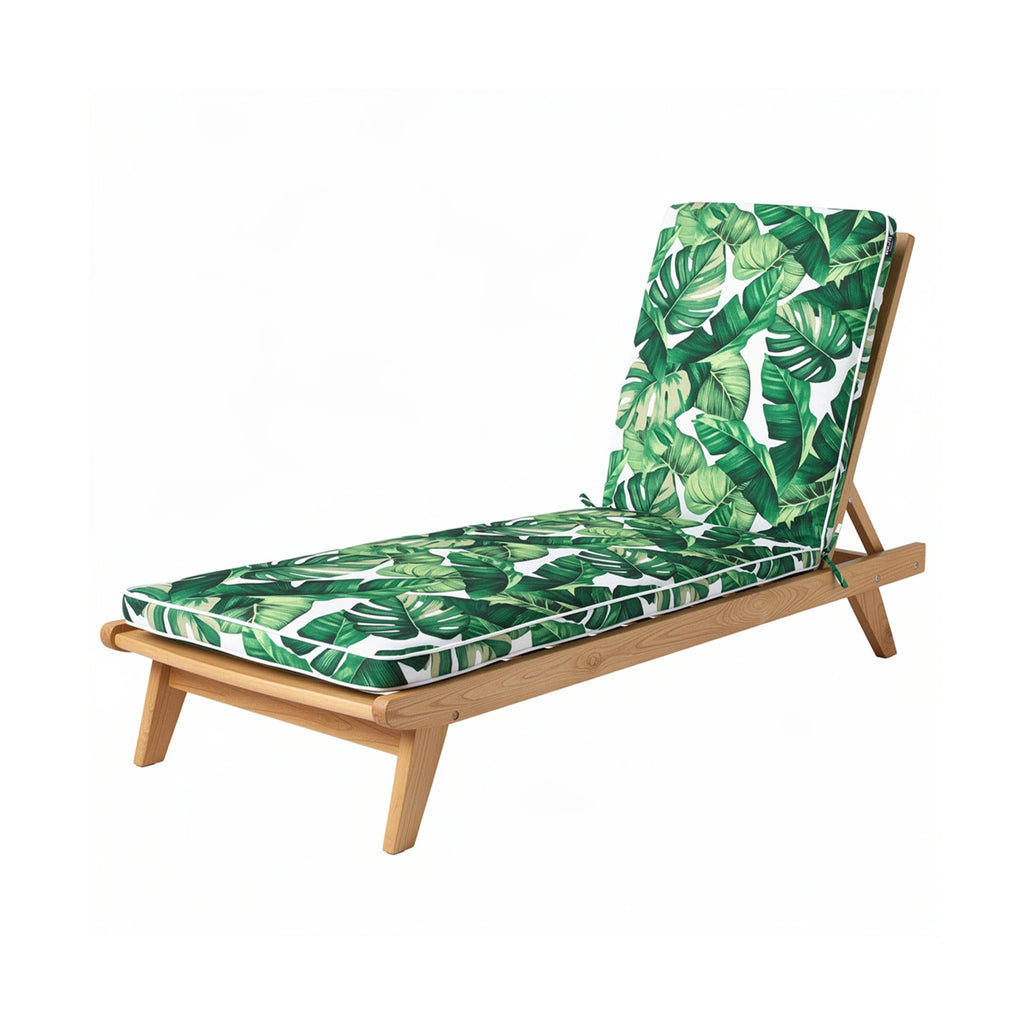 Mojo 53cm Green & White Foliage Outdoor Sunlounge Cushion