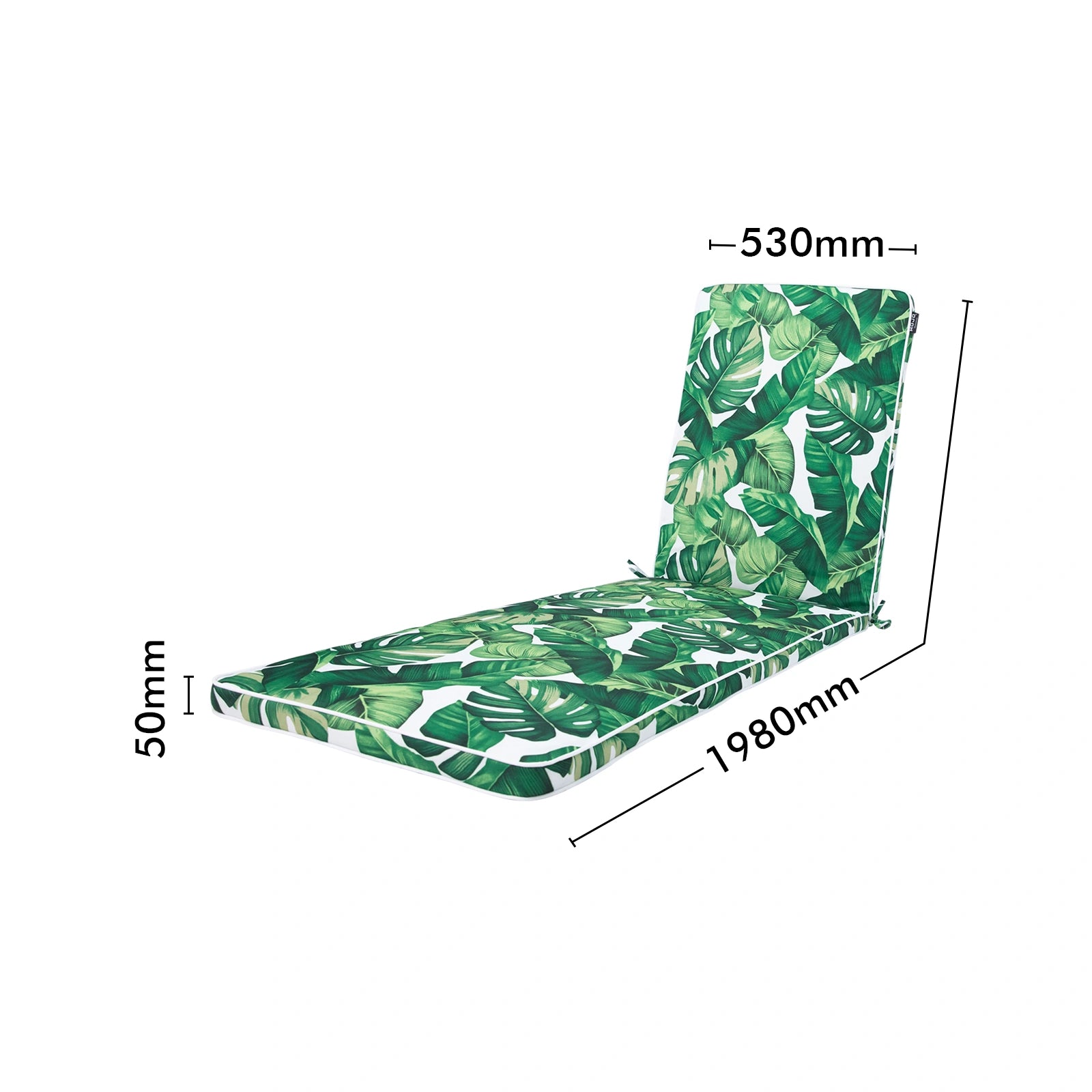 Mojo 53cm Green & White Foliage Outdoor Sunlounge Cushion