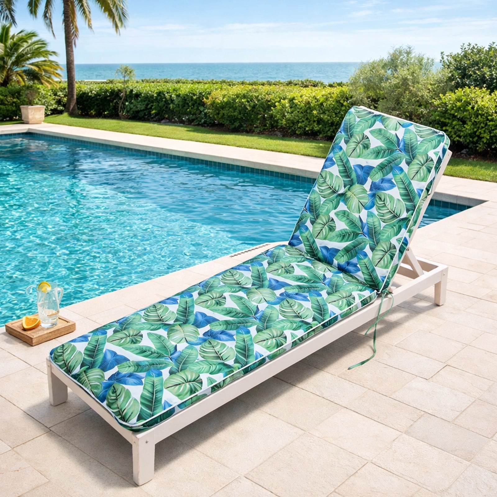 Mojo 53cm Multi/Assorted Leaf Outdoor Sunlounge Cushion