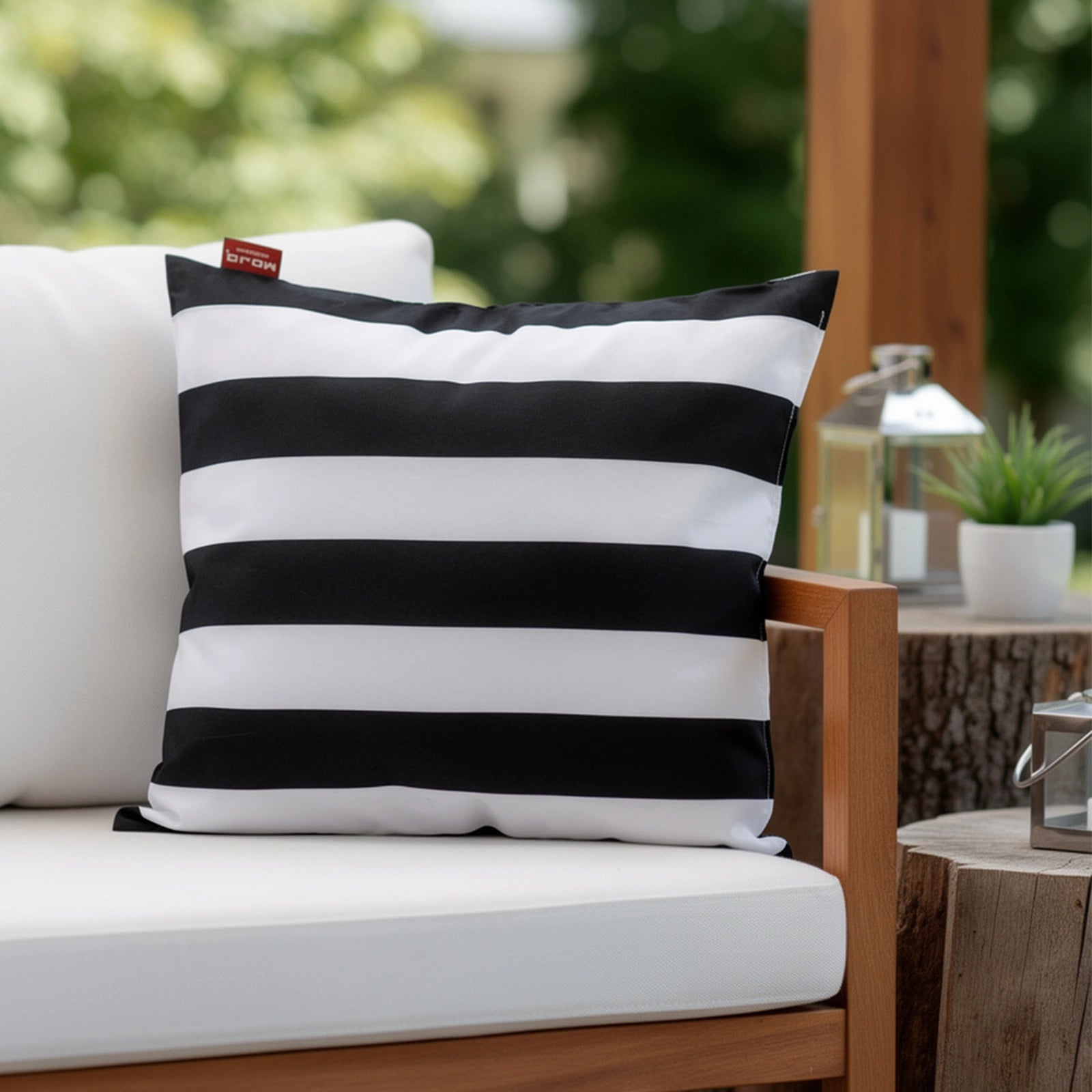 Mojo 60cm Black & White Striped Cushion Cover