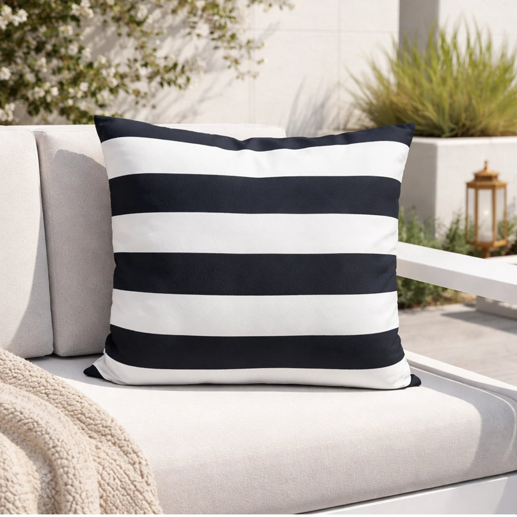 Mojo 60cm Black & White Striped Cushion Cover