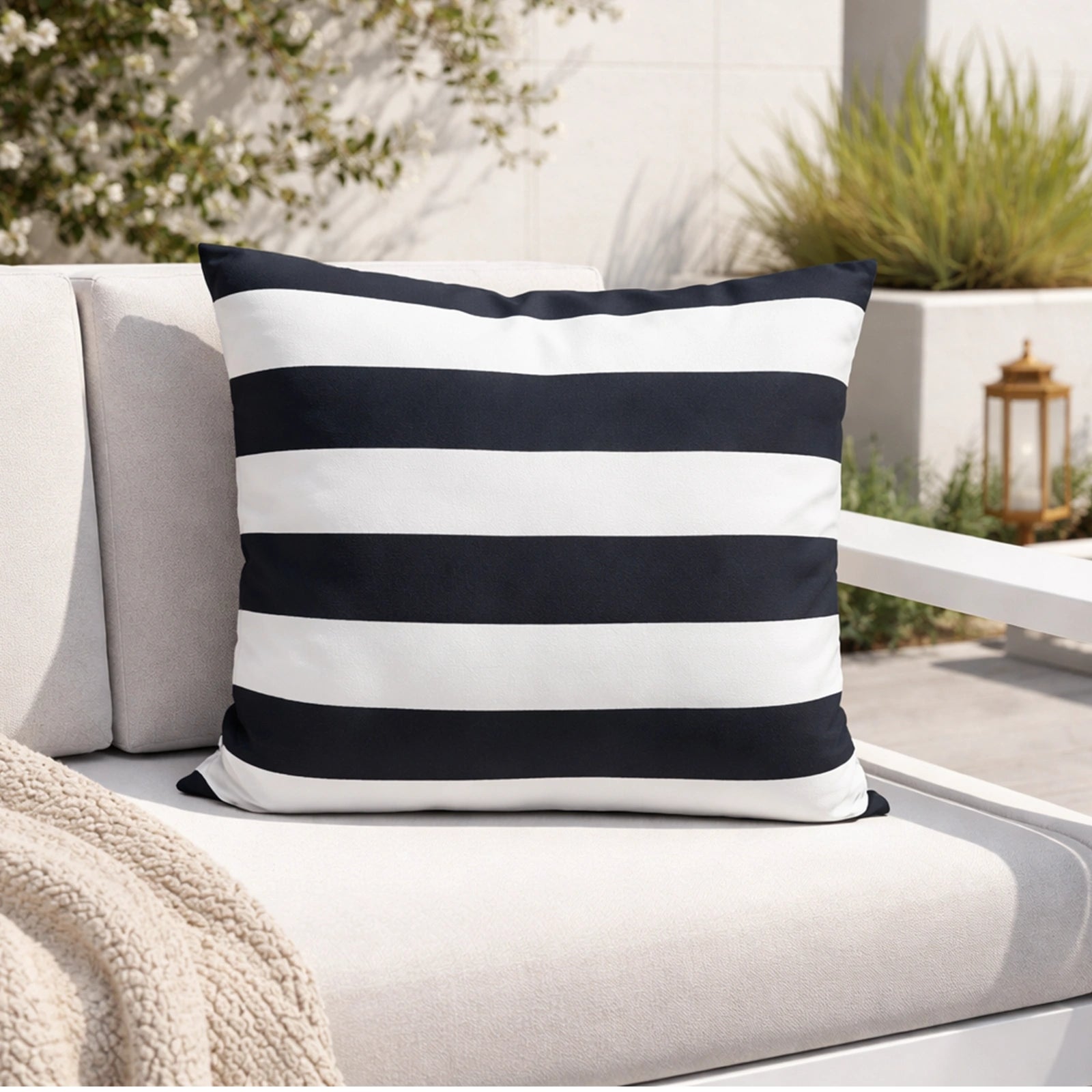 Mojo 60cm Black & White Striped Cushion Cover