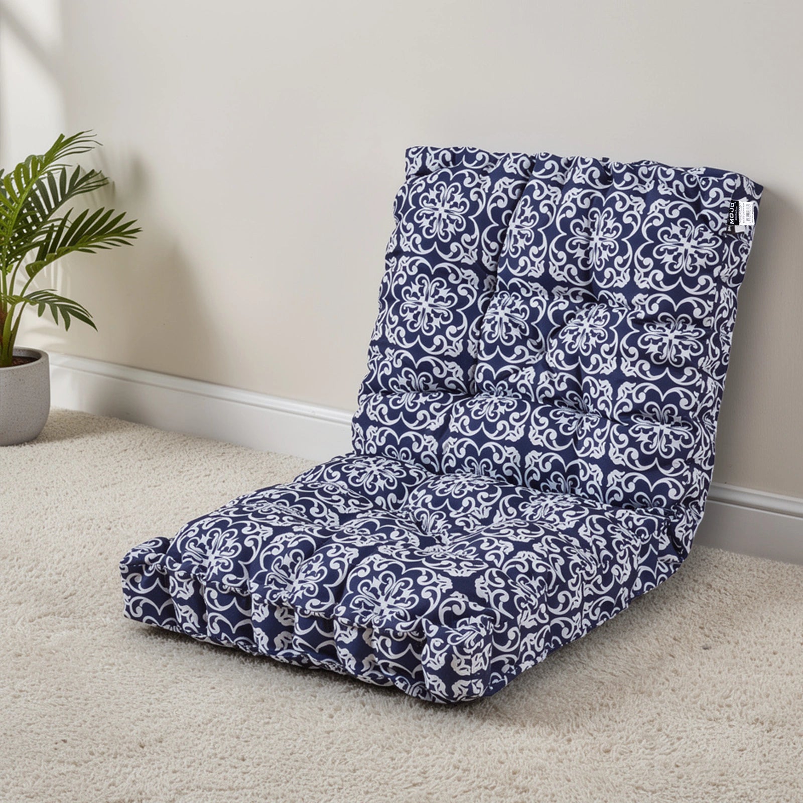 Mojo 60cm Navy Moroccan  High-Back Outdoor Floor Cushion