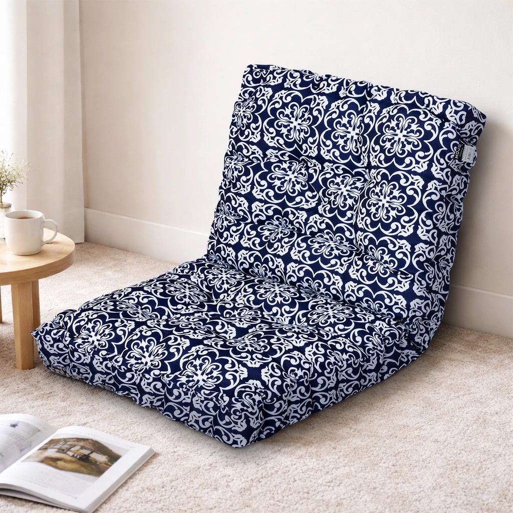 Mojo 60cm Navy Moroccan  High-Back Outdoor Floor Cushion