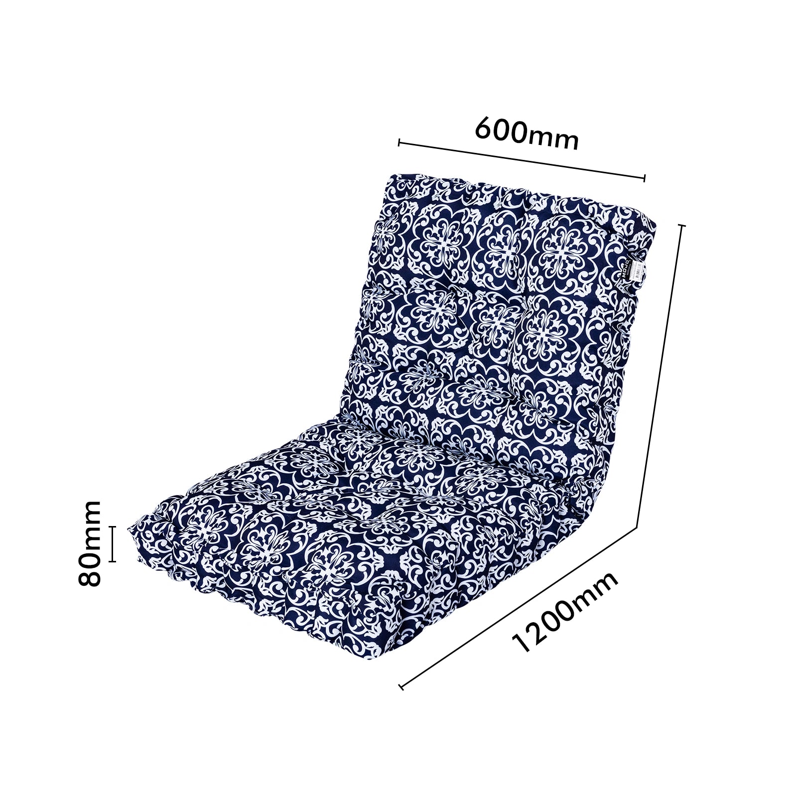 Mojo 60cm Navy Moroccan  High-Back Outdoor Floor Cushion