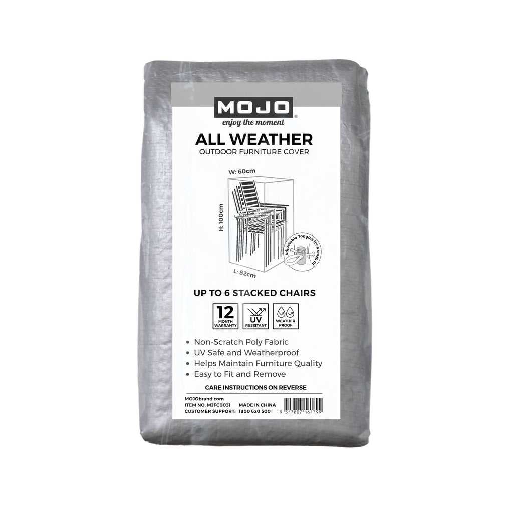 Mojo 60cm Rectangle All-Weather 6-Stack Of Chairs Outdoor Furniture Cover