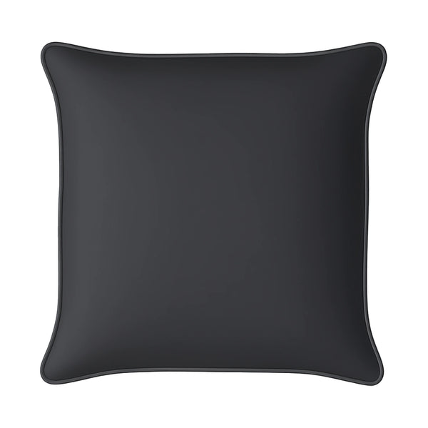Mojo MJOC0374 60cm Solid Black Cushion Cover with Pipe – large piped solid black outdoor cushion cover