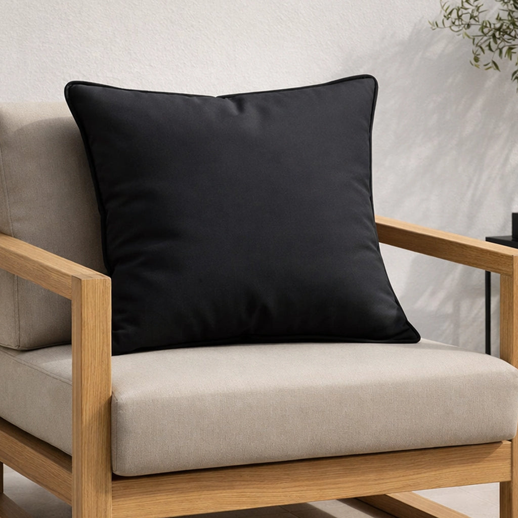 Mojo 60cm Solid Black Cushion Cover with Pipe