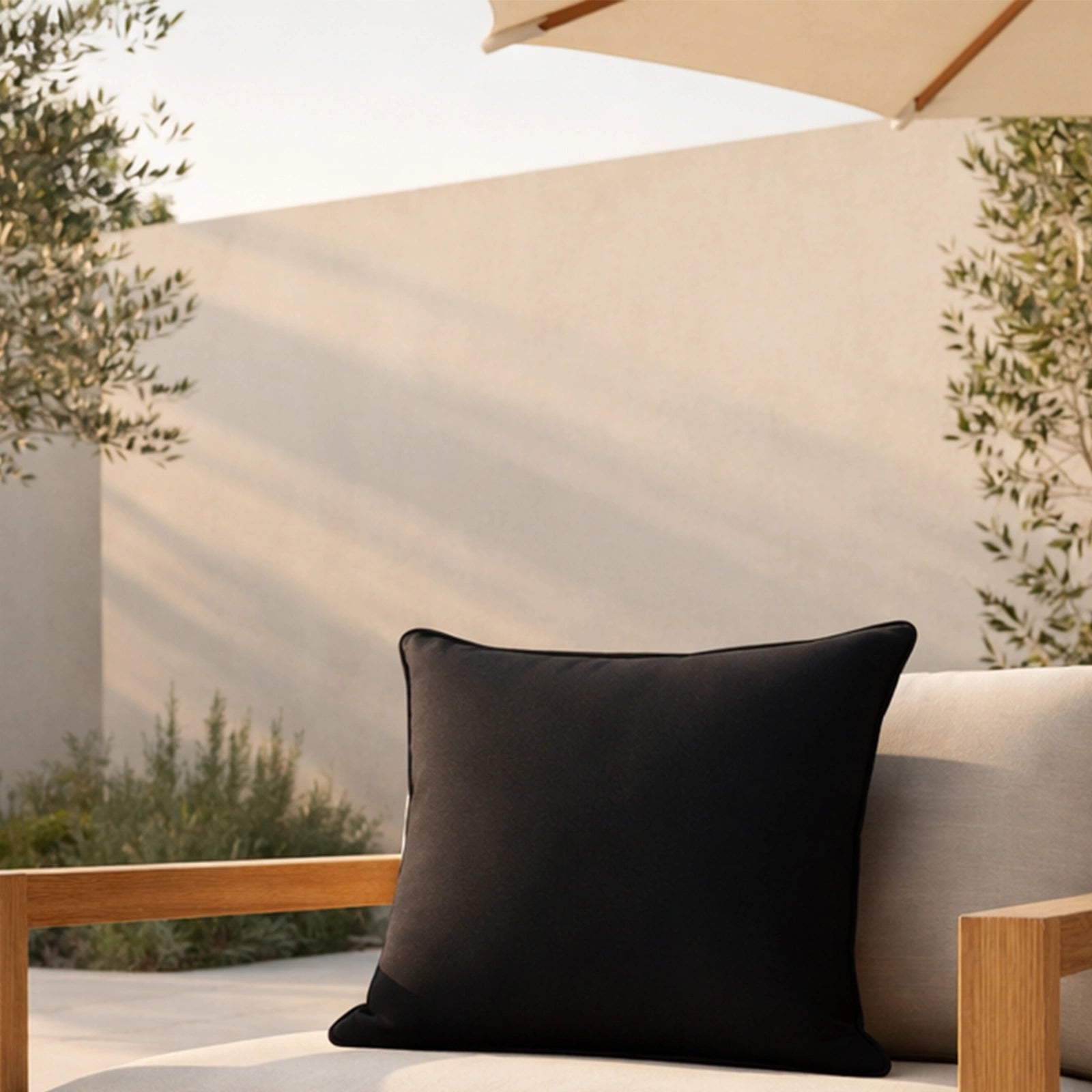 Mojo 60cm Solid Black Cushion Cover with Pipe
