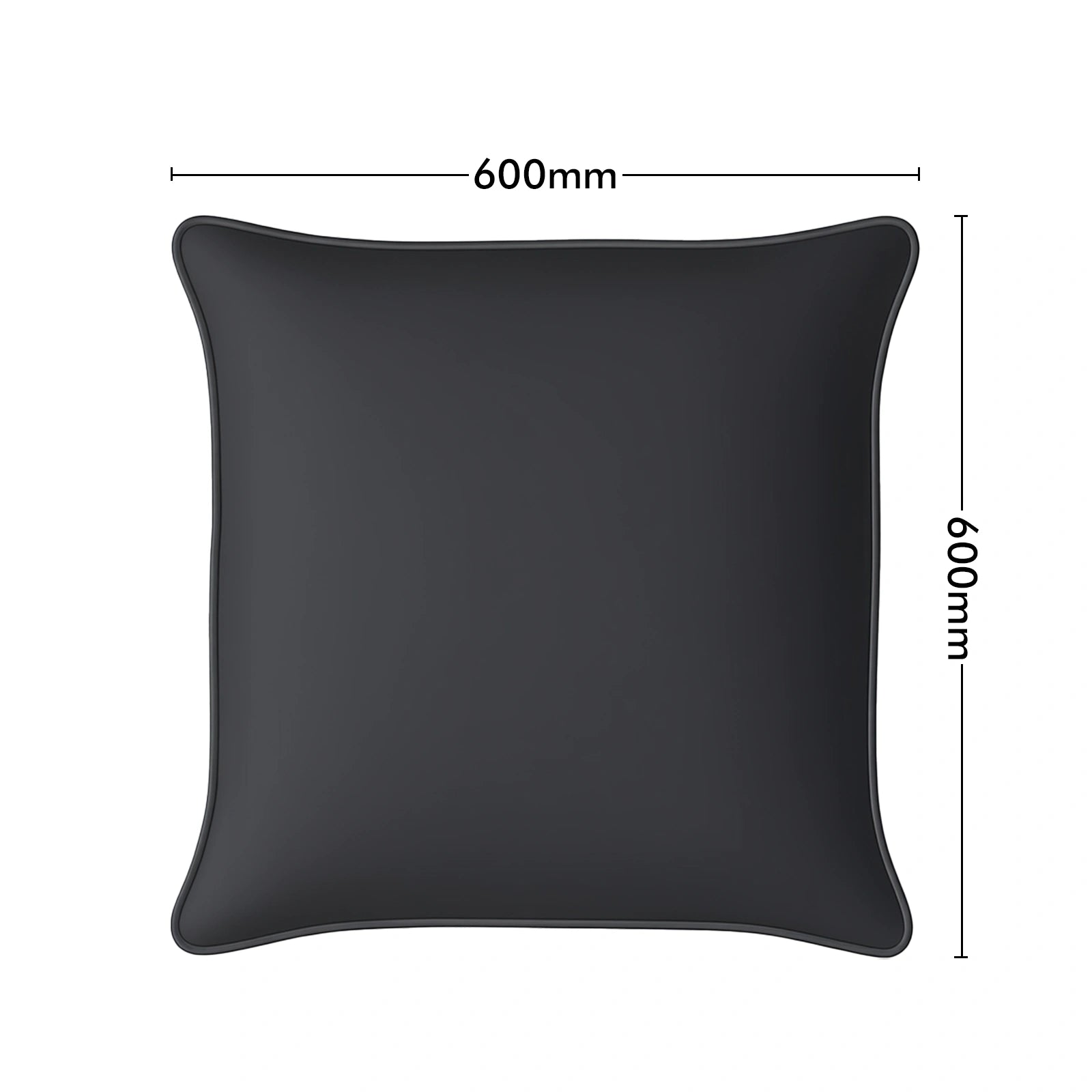 Mojo 60cm Solid Black Cushion Cover with Pipe