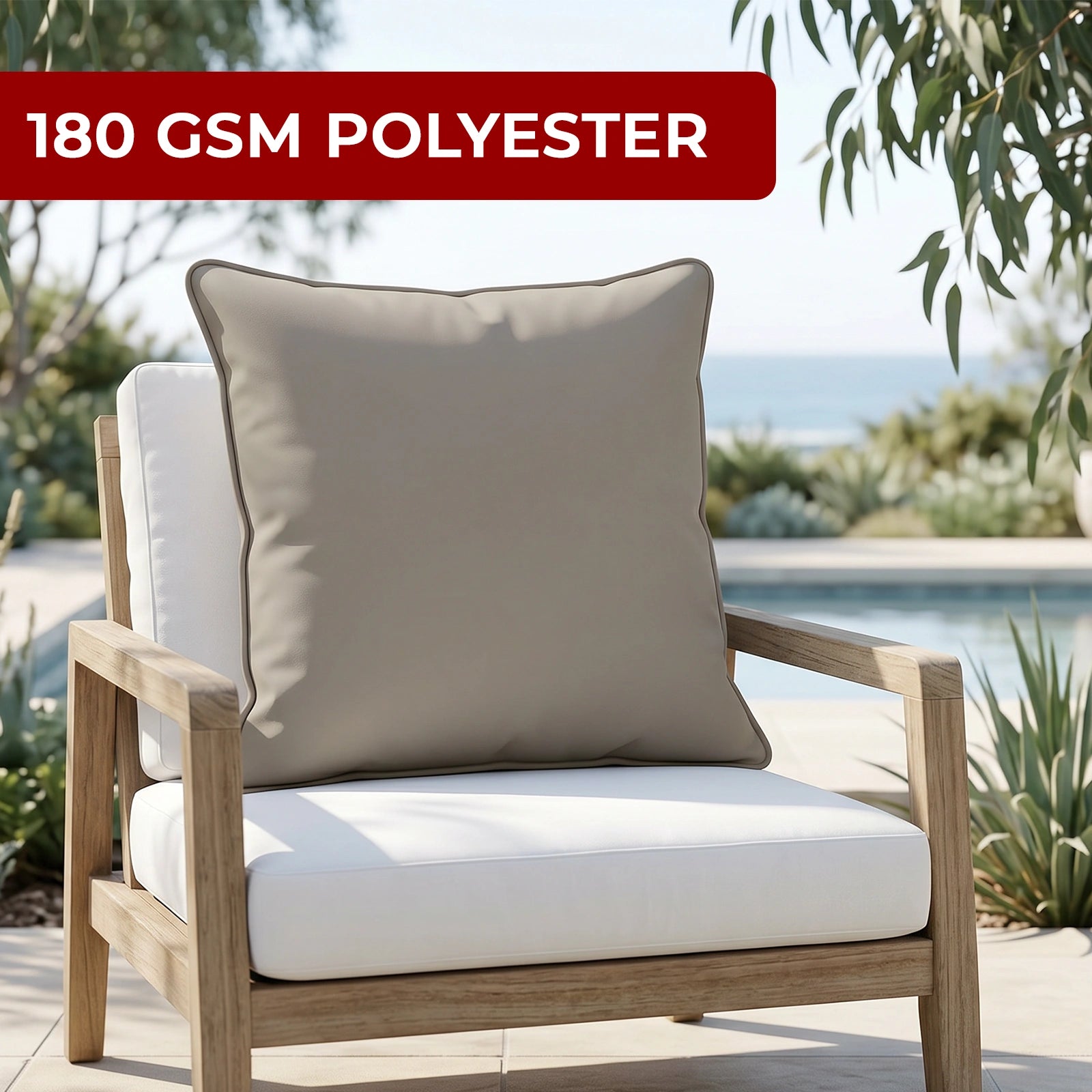 Mojo 60cm Solid Grey Cushion Cover with Pipe