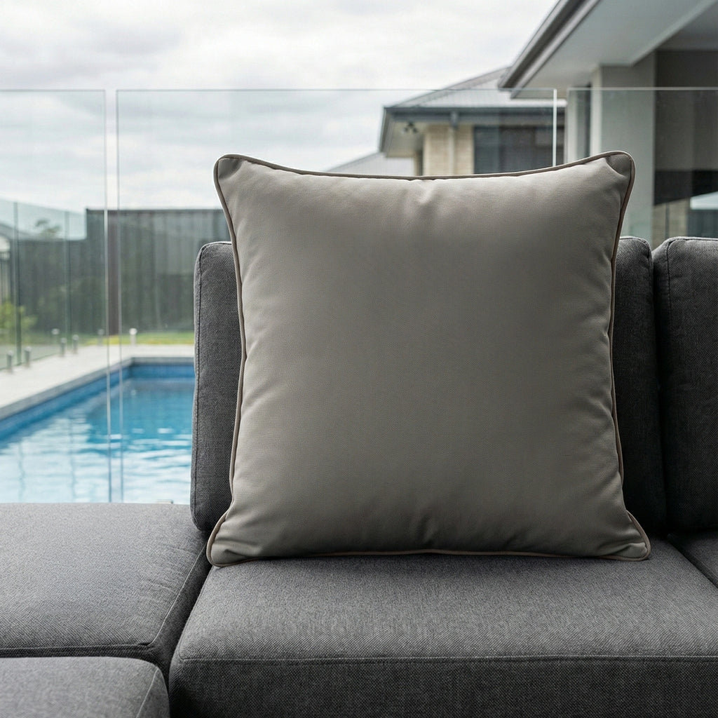 Mojo 60cm Solid Grey Cushion Cover with Pipe
