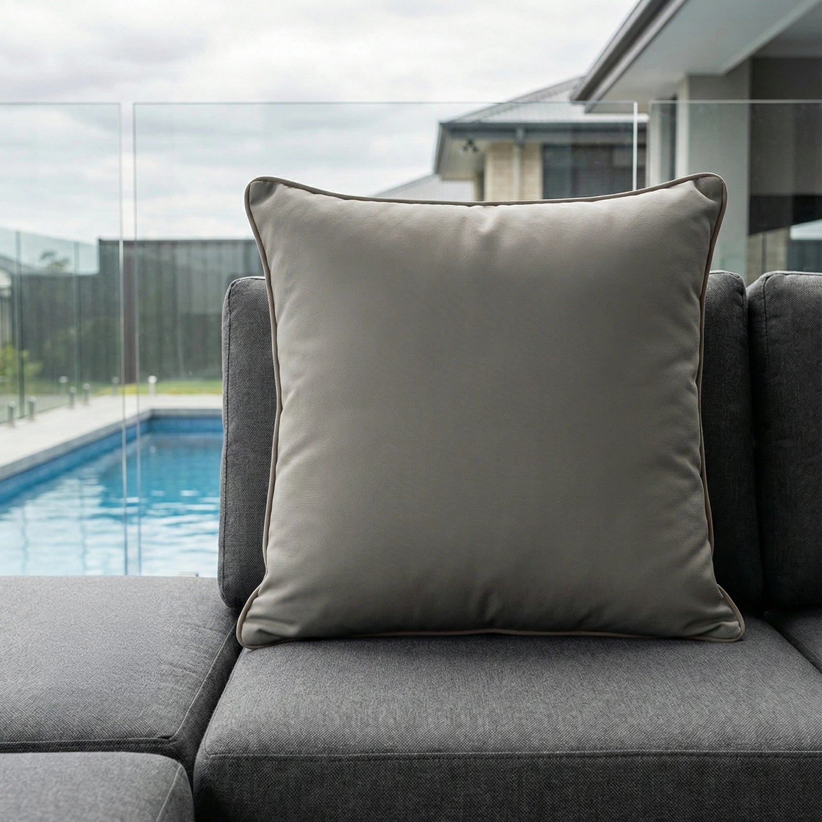 Mojo 60cm Solid Grey Cushion Cover with Pipe