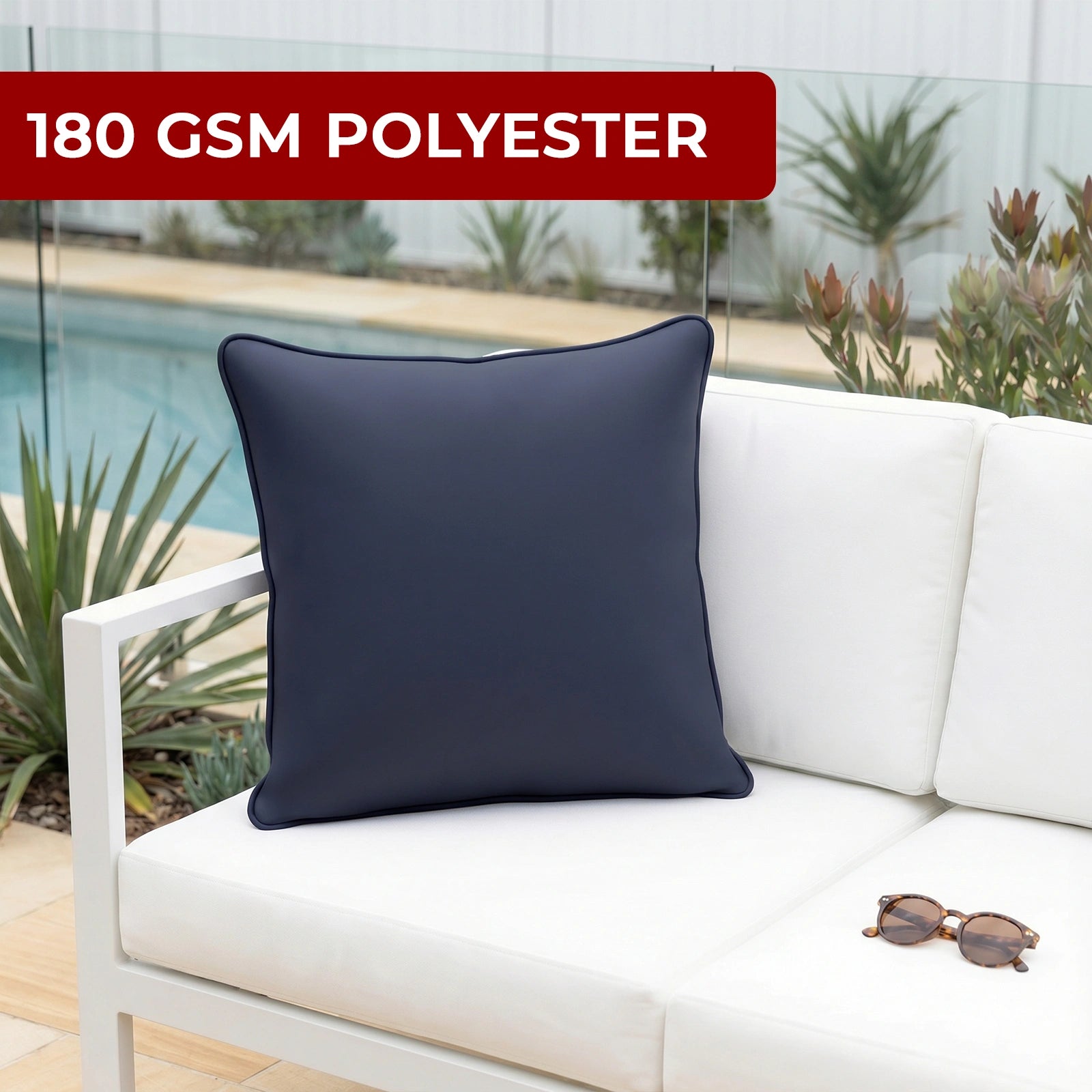 Mojo 60cm Solid Navy Cushion Cover with Pipe