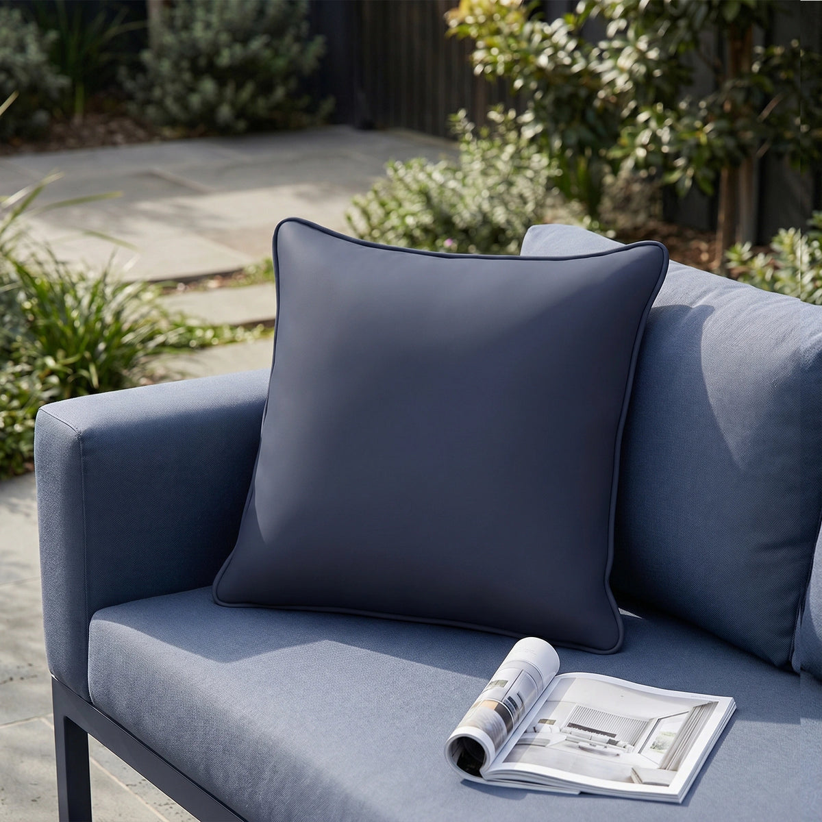 Mojo MJOC0372 60cm Solid Navy Cushion Cover with Pipe – large piped solid navy outdoor cushion cover