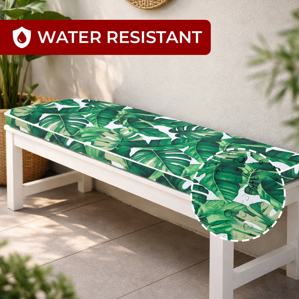 Mojo 11.6cm Green & White Foliage Outdoor Bench Cushion